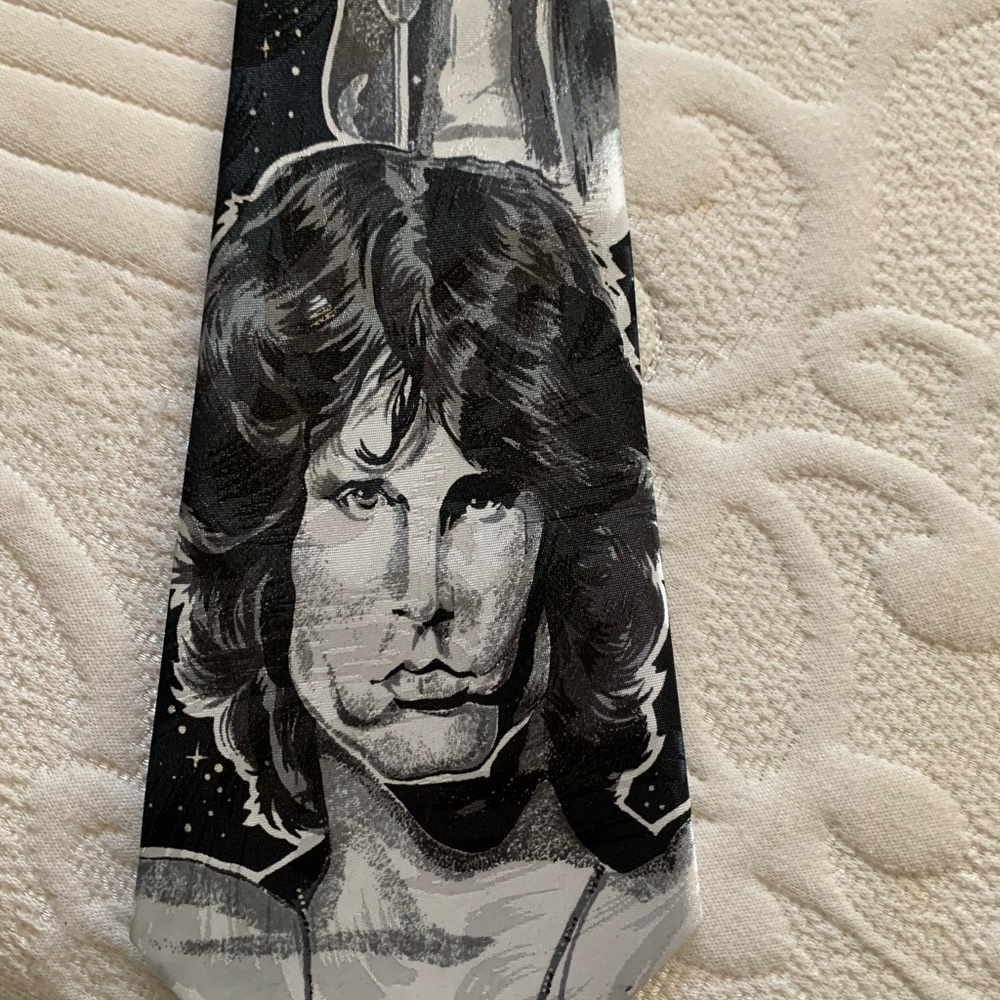 Jim Morrison Vintage Starry Night Black and White Necktie